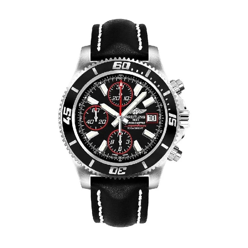 Breitling Men's A1334102-BA81-435X Superocean II 44 Chronograph Automatic Black Leather Watch