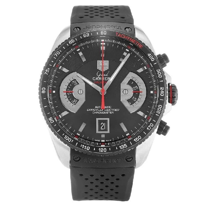 Tag Heuer Men's CAV511C.FT6016 Grand Carrera Chronograph Automatic Black Rubber Watch