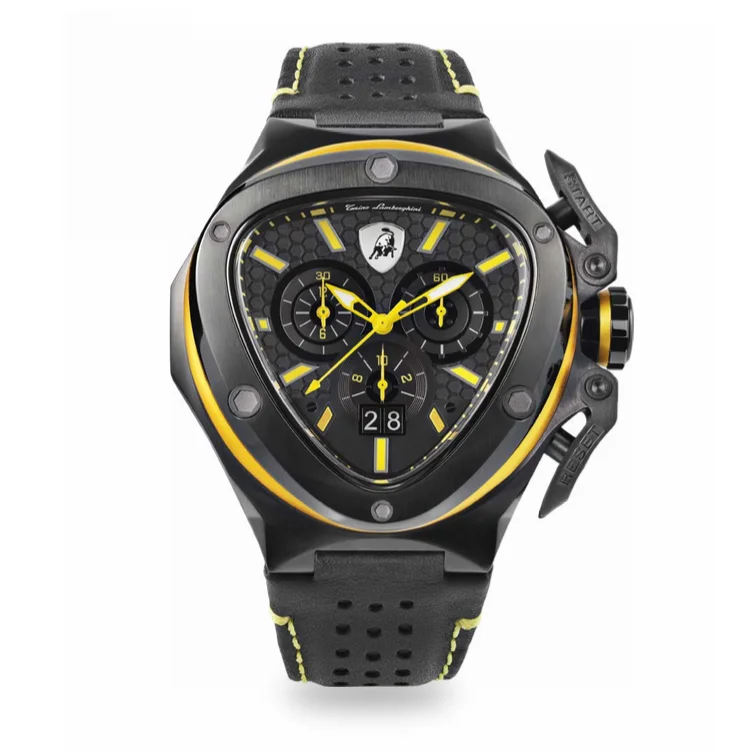 Tonino Lamborghini Spyder X Chronograph Watch Date Black PVD Yellow T9XE