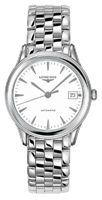 Longines Flagship Automatic Stainless Steel White Dial Date Mens Watch L4.774.4.12.6