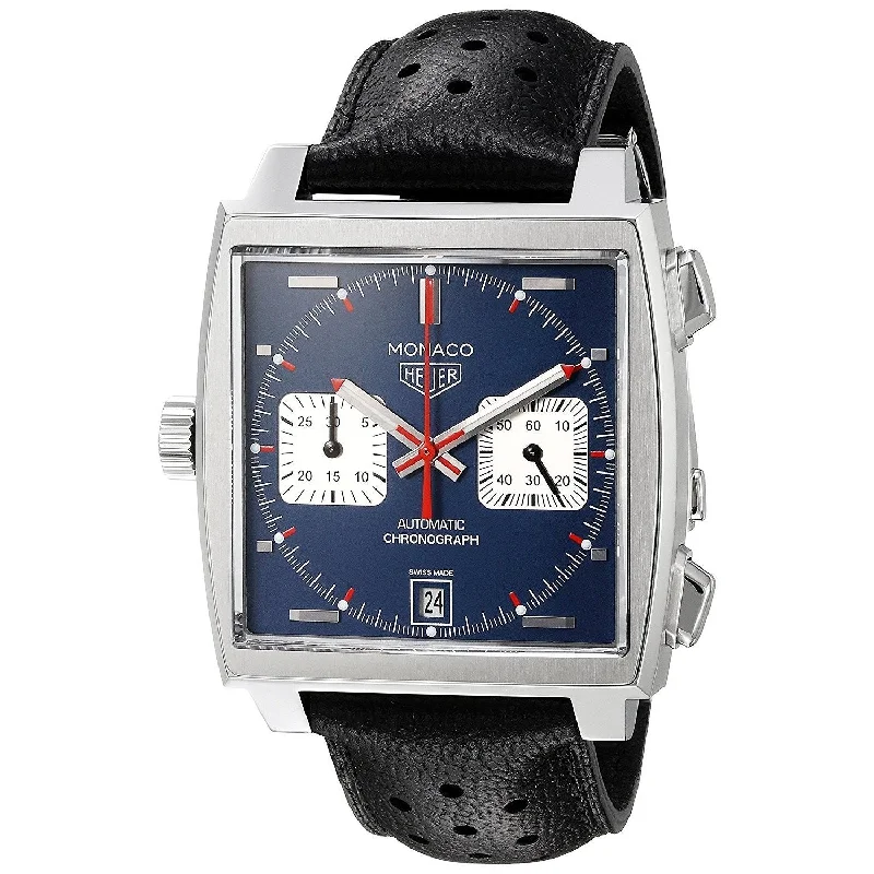 Tag Heuer Men's CAW211P.FC6356 Monaco Chronograph Automatic Black Leather Watch