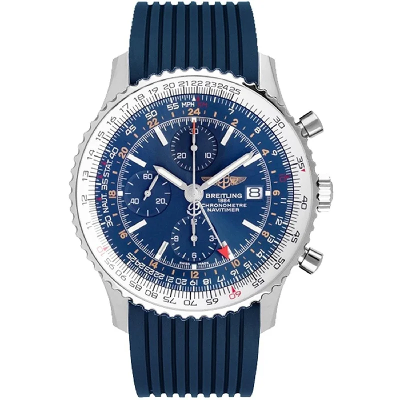 Breitling Men's A2432212-C651-258S Navitimer World Chronograph Blue Rubber Watch