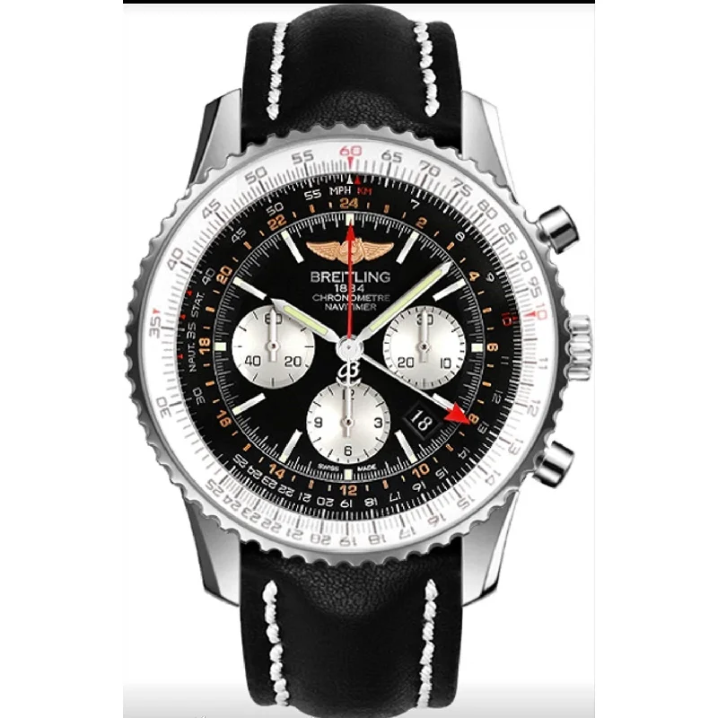 Breitling Men's AB044121-BD24-442X Navitimer Chronograph Black Leather Watch