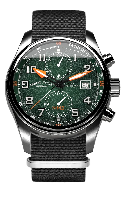 Armand Nicolet Men's Watch MM2 Chronograph 43mm Green A647P-NV-BN22481AANN