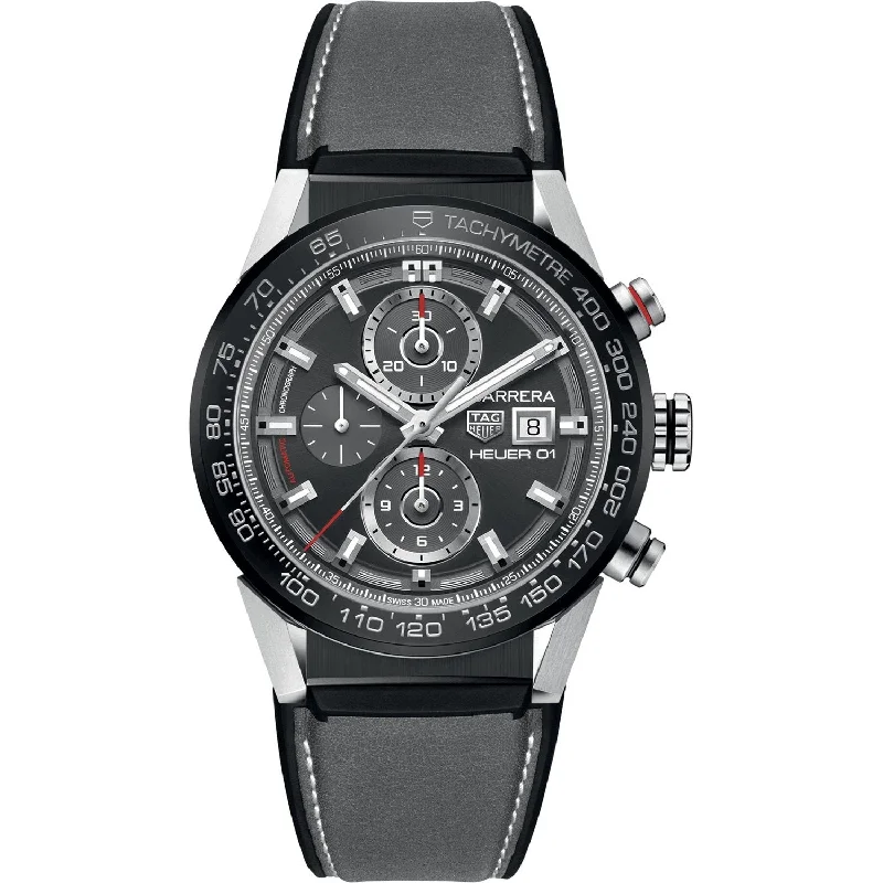 Tag Heuer Men's CAR201W.FT6095 Carrera Chronograph Black Rubber Watch