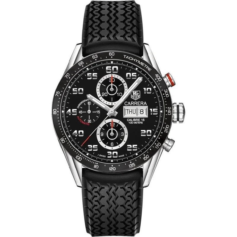 Tag Heuer Men's CV2A1R.FT6033 Carrera Chronograph Automatic Black Rubber Watch