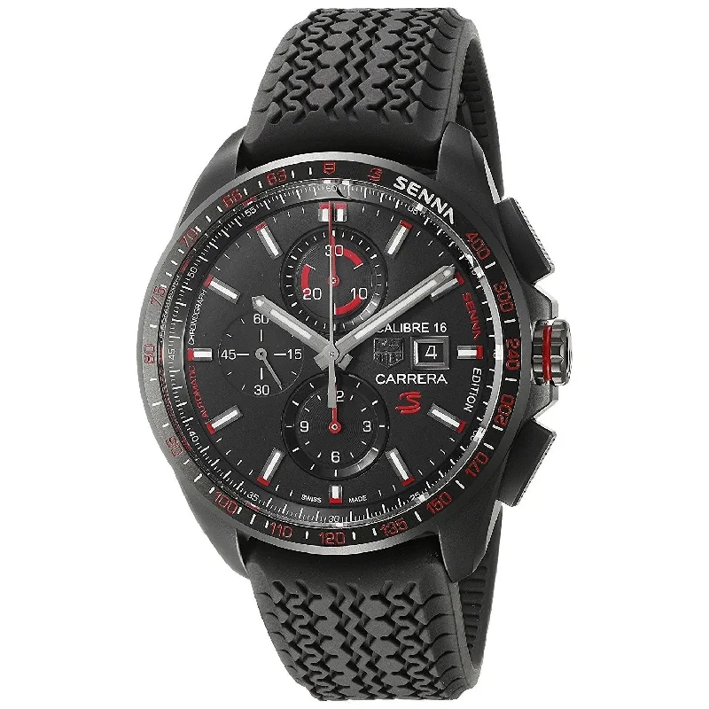 Tag Heuer Men's CBB2080.FT6042 Carrera Senna Chronograph Automatic Black Rubber Watch