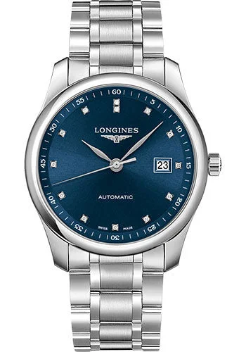 Longines Master Collection Watch - 40 mm Steel Case - Blue Diamond Dial - Bracelet - L2.793.4.97.6