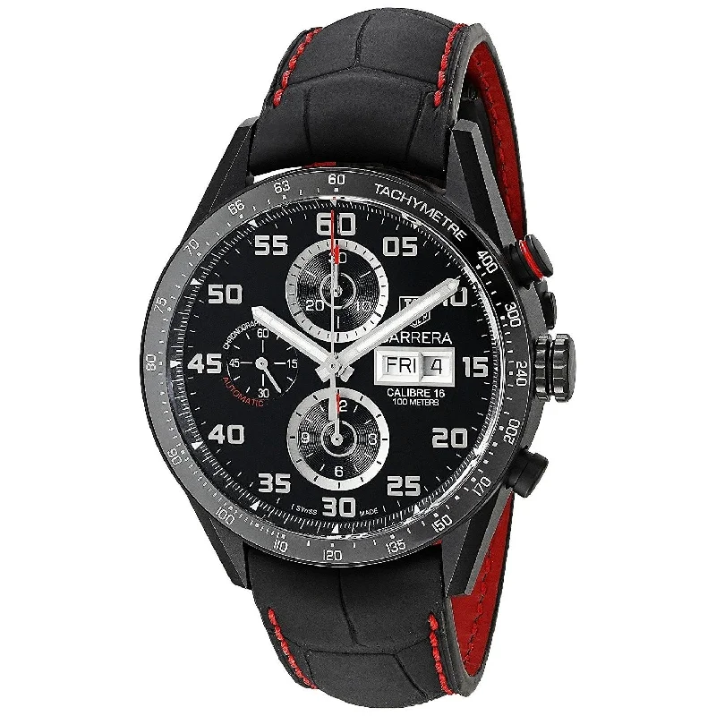 Tag Heuer Men's CV2A81.FC6237 Carrera Chronograph Automatic Black Leather Watch