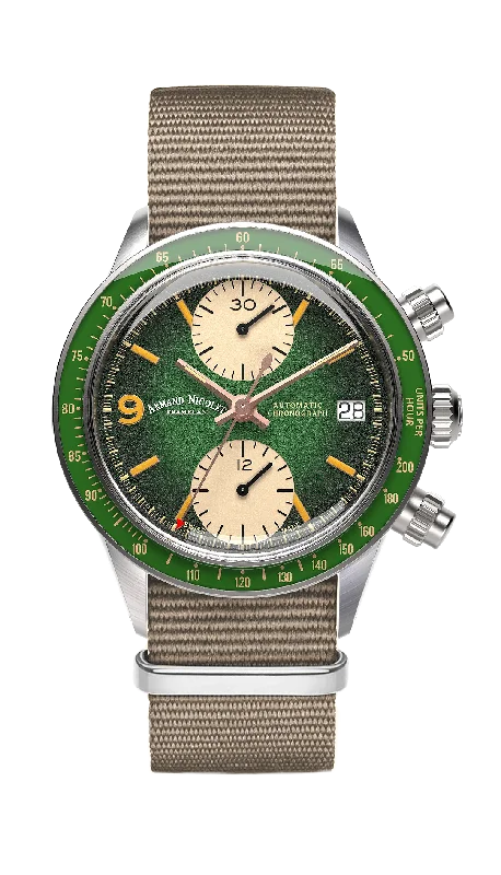 Armand Nicolet Men's Watch VS1 Chronograph 38mm Green A510AVAA-VS-BN19500AAGG