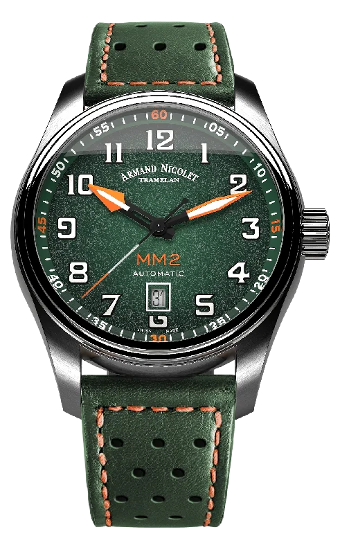 Armand Nicolet Men's Watch MM2 Date 43mm Green A640P-NV-BP22641VAO