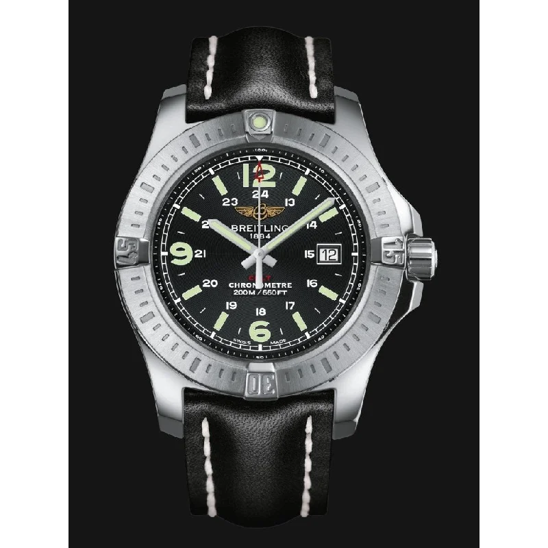 Breitling Men's A7438811-BD45-435X Colt   Black Leather Watch