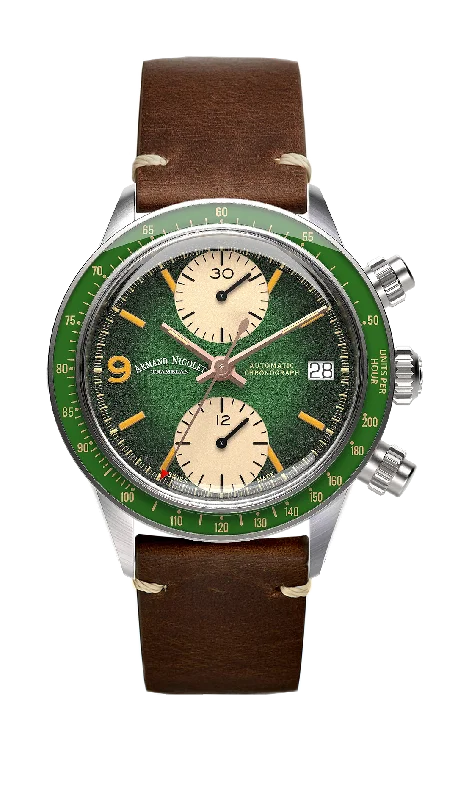 Armand Nicolet Men's Watch VS1 Chronograph 38mm Green A510AVAA-VS-BP19500MAC