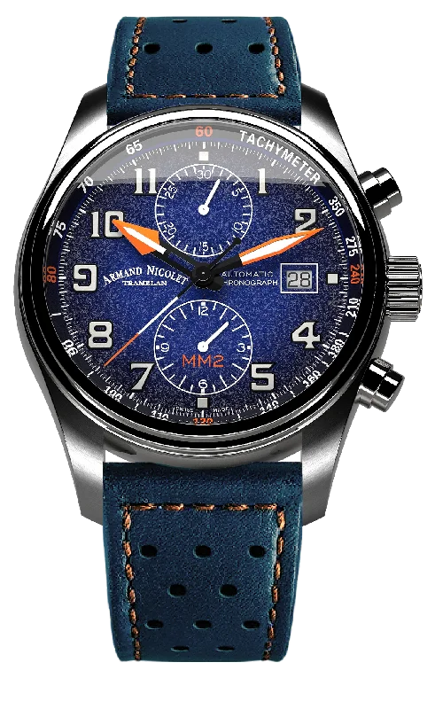 Armand Nicolet Men's Watch MM2 Chronograph 43mm Blue A647P-BN-BP22641BAO