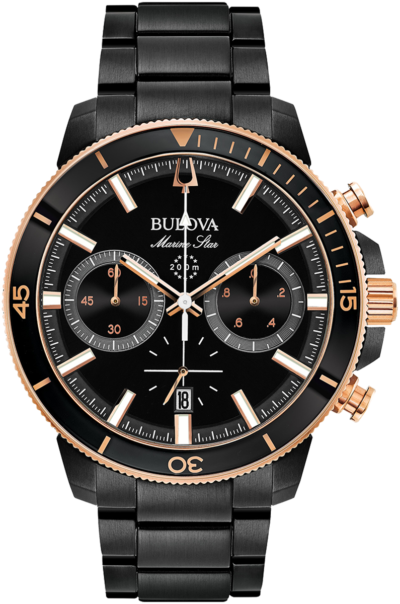 Bulova - Men's Marine Star Black/Rose Gold