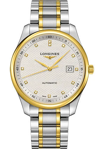 Longines Master Collection Watch - 42 mm Steel And Yellow Gold Cap 200 Case - Silver Barleycorn Diamond Dial - Bracelet - L2.893.5.97.7