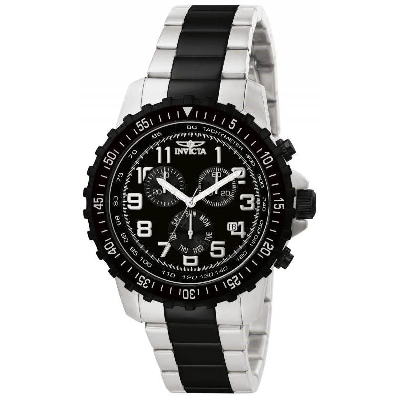 Invicta Men's 1326 Specialty Chronograph  Black and Silver Stainless Steel Watch