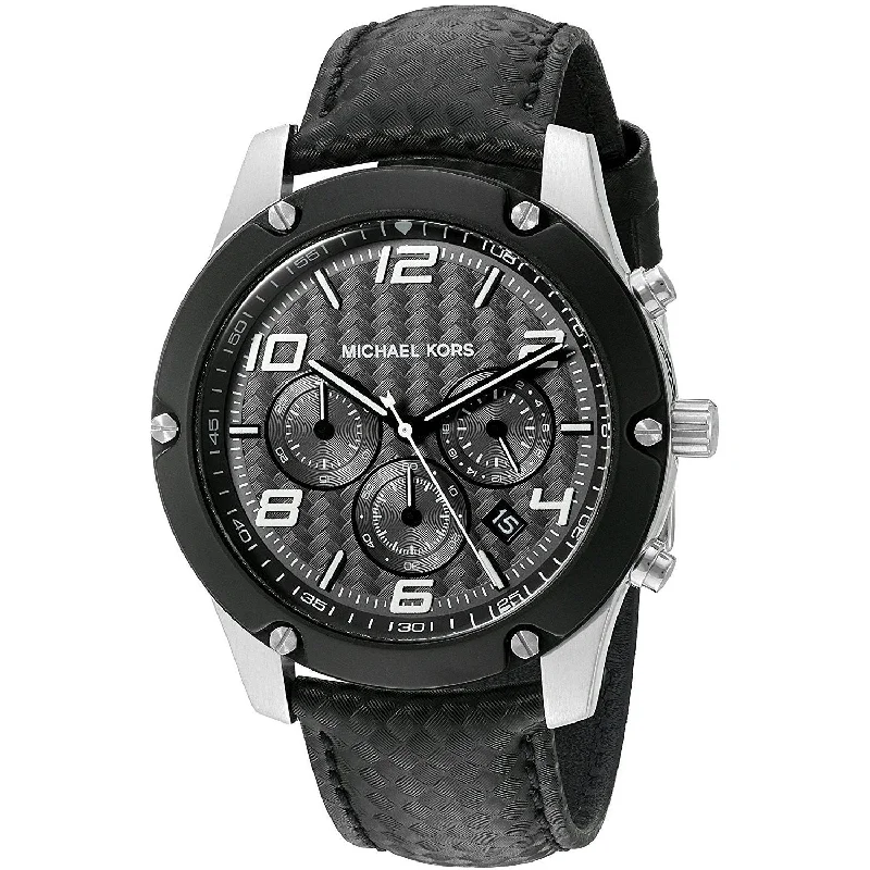 Michael Kors Men's MK8488 Caine Chronograph Black Leather Watch