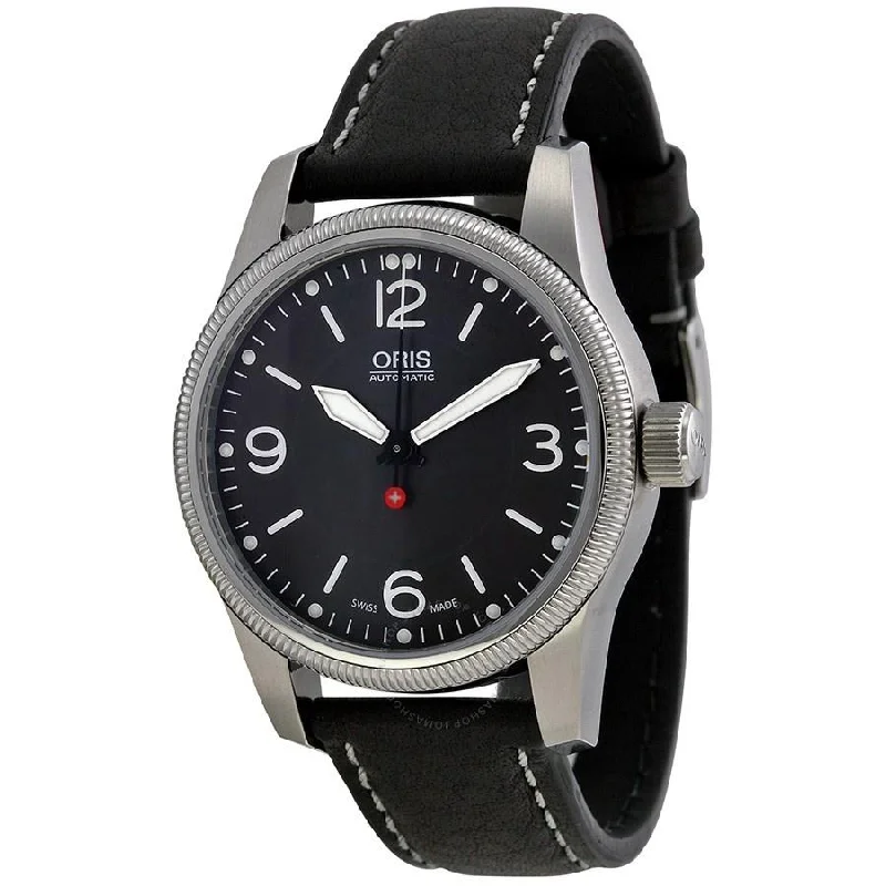 Oris Men's 73376494063LS Big Crown Automatic Black Leather Watch