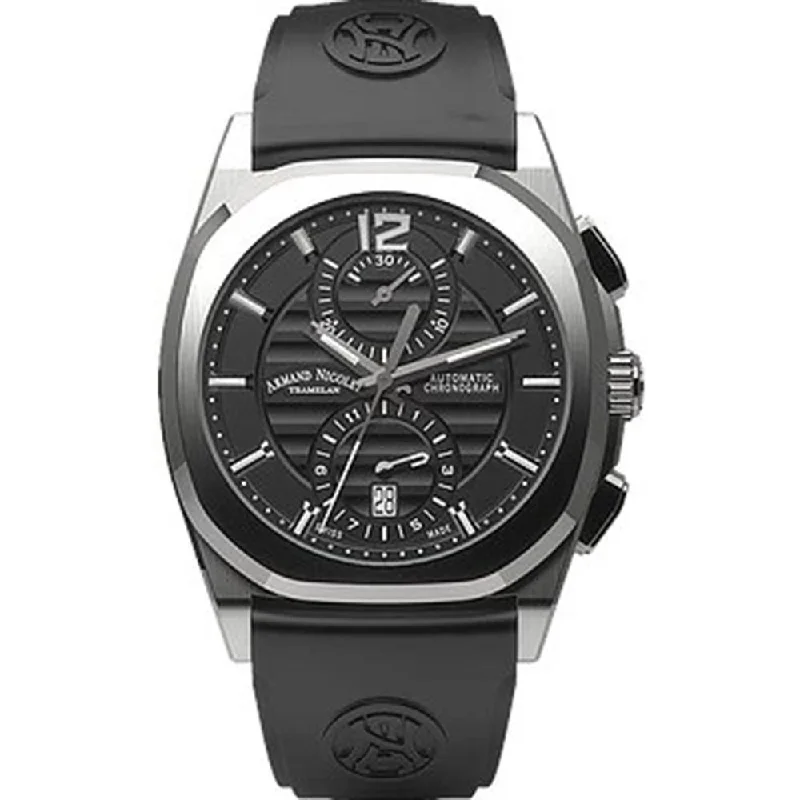 Armand Nicolet Men's Chronograph Watch J09-3 Black Rubber Black A668AAA-NR-GG4710N