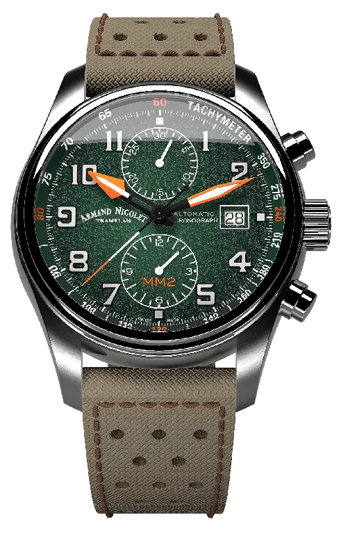 Armand Nicolet Men's Watch MM2 Chronograph 43mm Green A647P-NV-P0640KM8