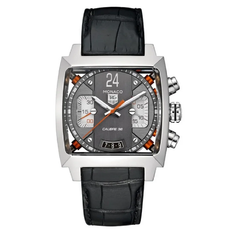 Tag Heuer Men's CAL5112.FC6298 Monaco Chronograph Automatic Black Leather Watch