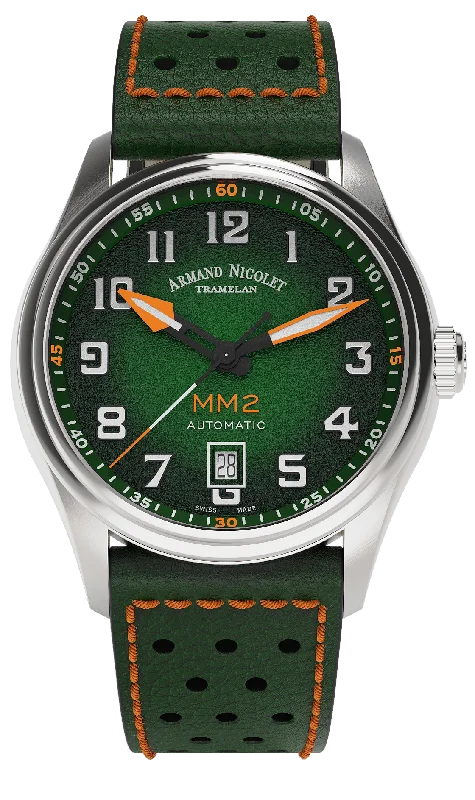 Armand Nicolet Men's Watch MM2 Date 41mm Green A740P-NV-BP22641VAO