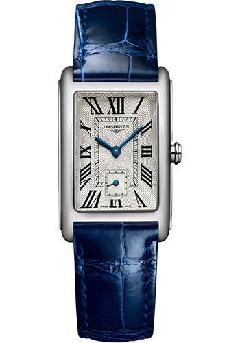 Longines DolceVita Small Seconds Quartz Watch - 23.30 X 37 mm Steel Case - Silver FlinquŽ Roman Dial - Blue Strap - L5.512.4.71.7