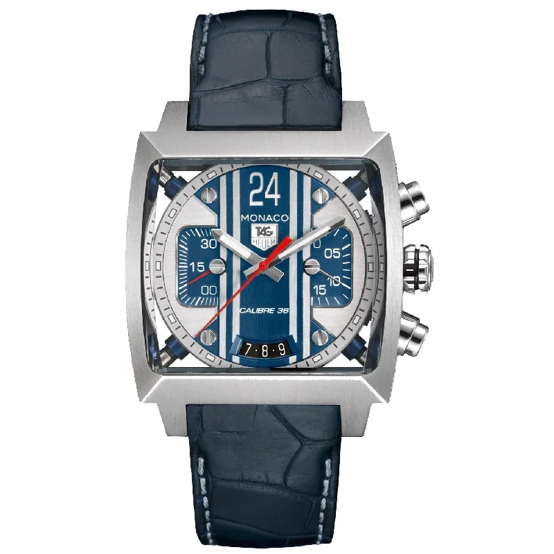 Tag Heuer Men's CAL5111.FC6299 Monaco Chronograph Automatic Blue Leather Watch