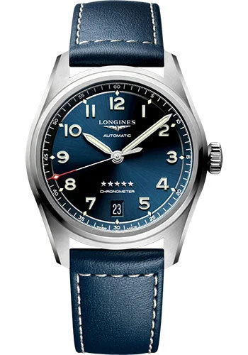 Longines Spirit Automatic Watch - 37 mm Steel Case - Blue Arabic Dial - Blue Strap - L3.410.4.93.0