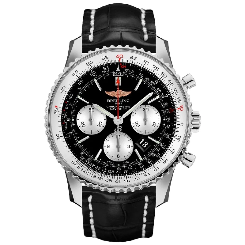 Breitling Men's AB012721-BD09-760P Navitimer Chronograph Black Leather Watch