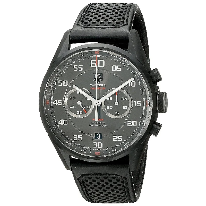 Tag Heuer Men's CAR2B80.FC6325 Carrera Chronograph Automatic Black Leather Watch