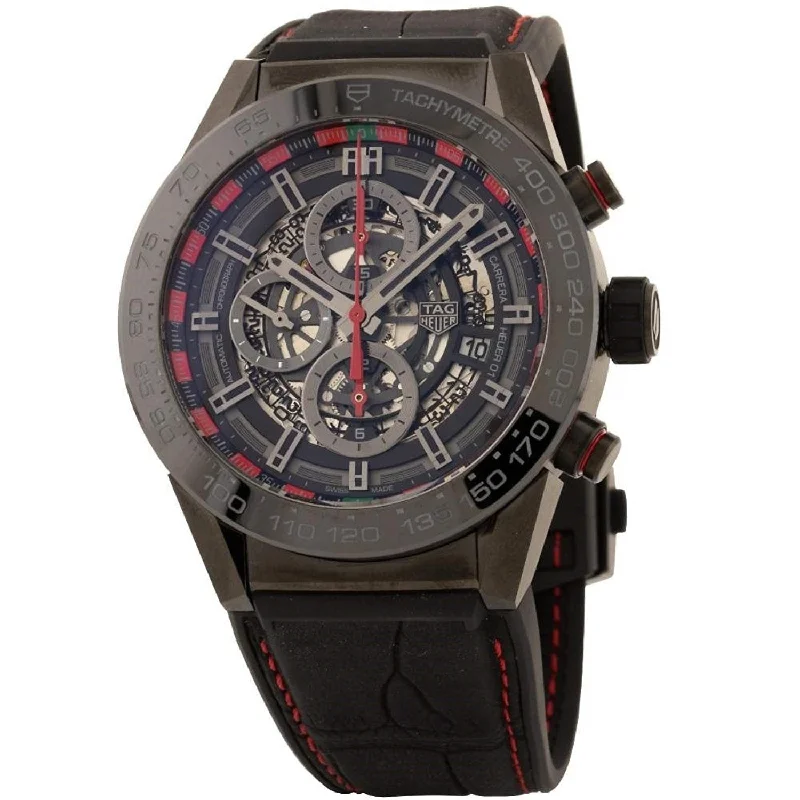 Tag Heuer Men's CAR2A1G.FC6400 Carrera Chronograph Black Leather with Rubber  Watch