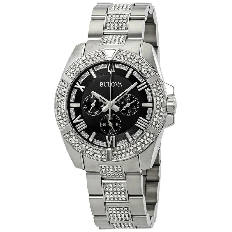 Bulova Men's 96C126 Crystal Stainless Steel with Sets of Crystal Watch