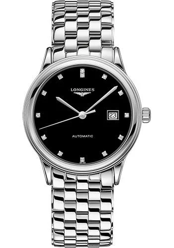 Longines Flagship Watch - 40 mm Steel Case - Black Diamond Dial - Bracelet - L4.984.4.57.6