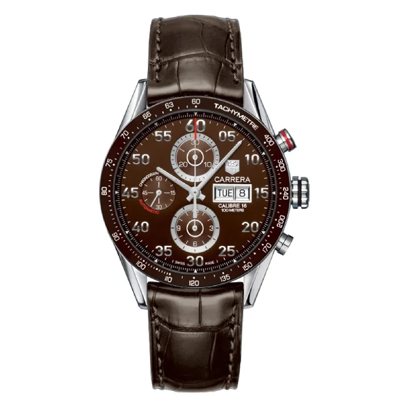 Tag Heuer Men's CV2A1S.FC6236 Carrera Limited Edition Chronograph Automatic Brown Alligator Leather Watch