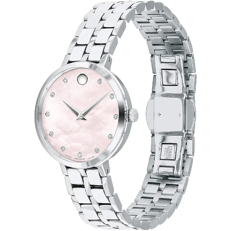 Movado Kora Quartz Diamond Pink Mother of Pearl Dial Women's Watch 0607322