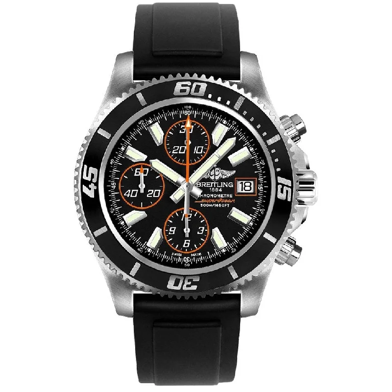 Breitling Men's A1334102-BA85-131S Superocean II 44 Chronograph Automatic Black Leather Watch