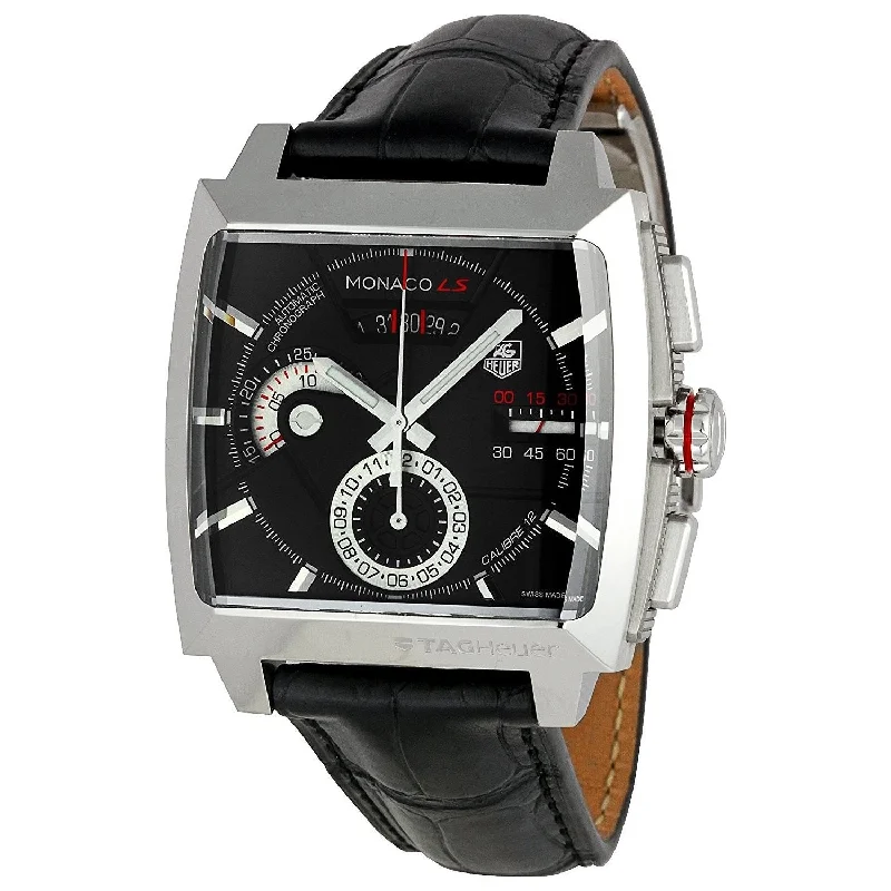 Tag Heuer Men's CAL2110.FC6257 Monaco LS Chronograph Automatic Black Leather Watch