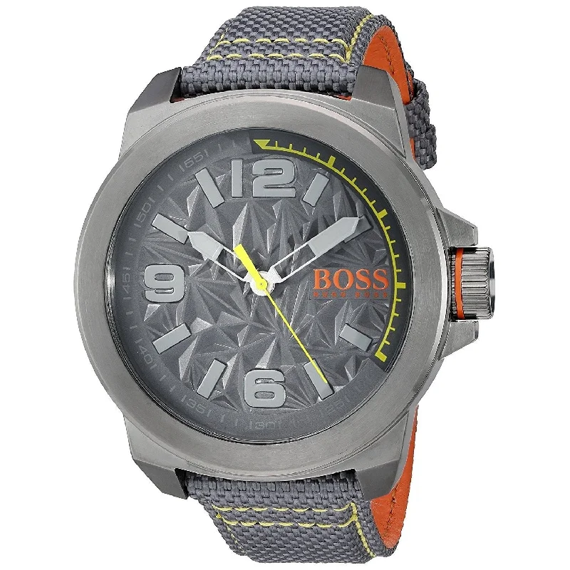 Hugo Boss Men's 1513344 Classic Grey Fabric and Leather Watch