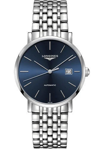 Longines Elegant Collection Watch - 39 mm Steel Case - Blue Dial - Bracelet - L4.910.4.92.6