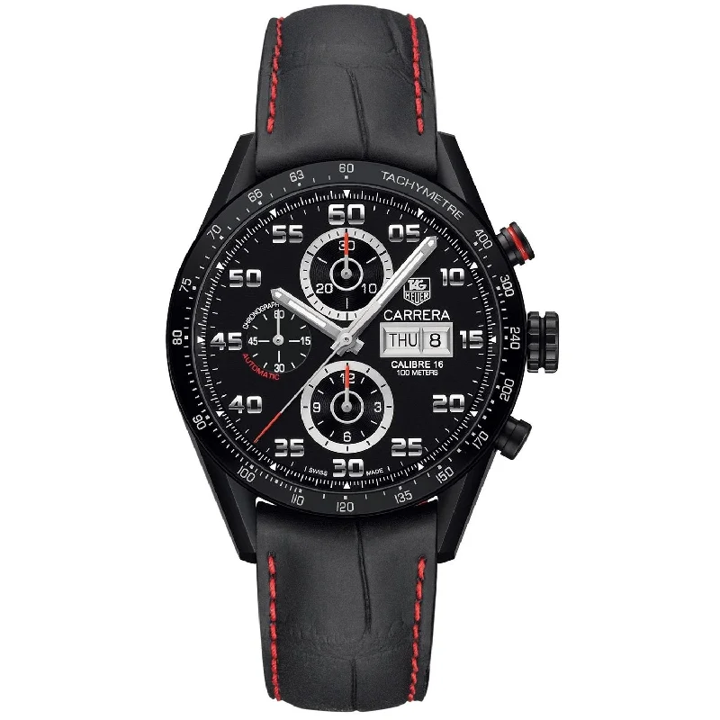 Tag Heuer Men's CV2A10.FC6237 Carrera Limited Edition Chronograph Automatic Black Leather Watch