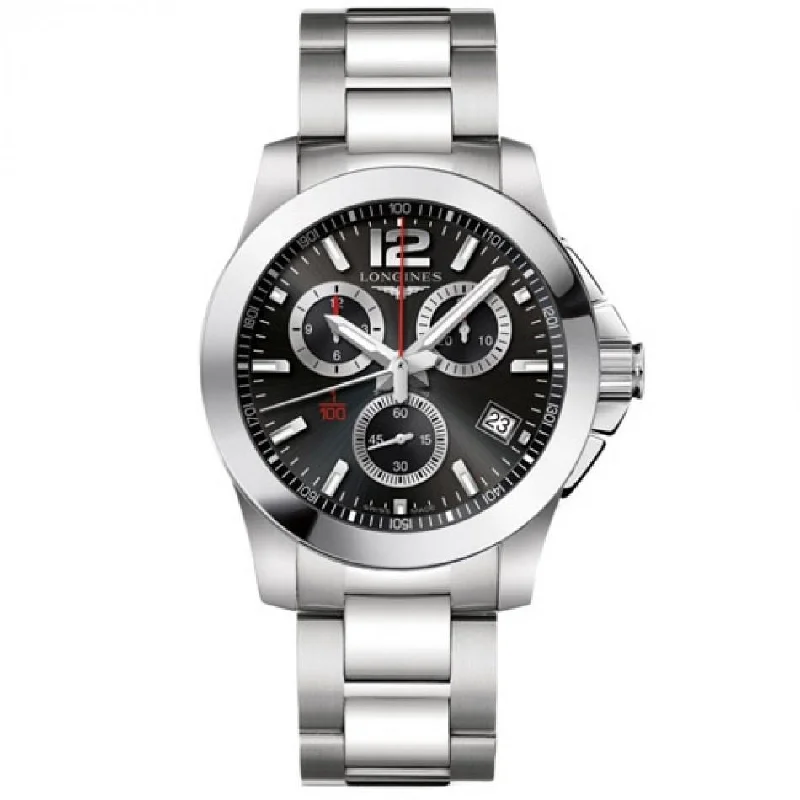 Longines Men's L37004566 Conquest Chronograph Stainless Steel Watch