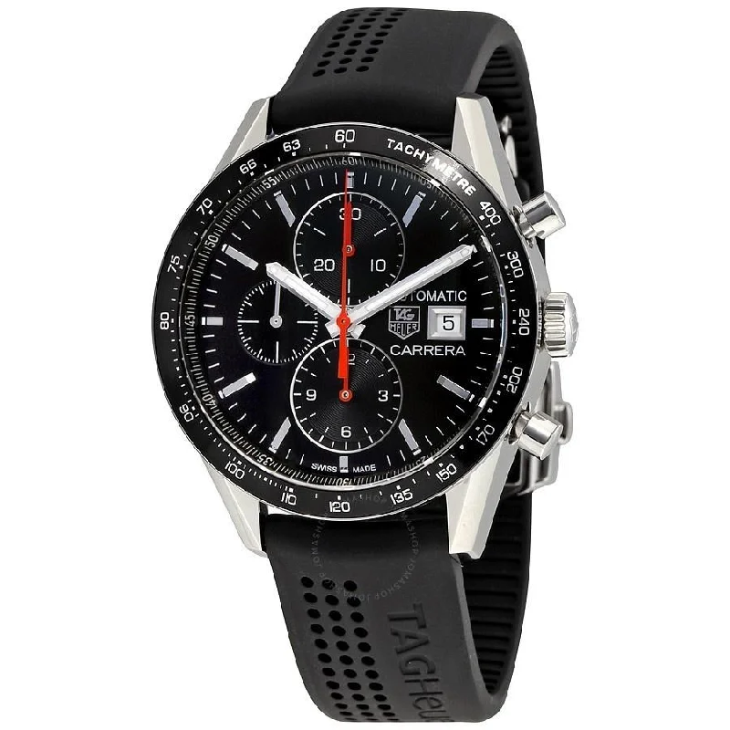 Tag Heuer Men's CV201AM.FT6040 Carrera Chronograph Automatic Black Rubber Watch