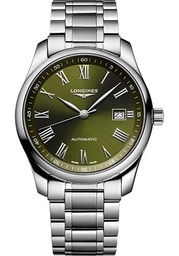 Longines Master Collection Automatic Watch - 40 mm Steel Case - Green Roman Dial - Bracelet - L2.793.4.09.6