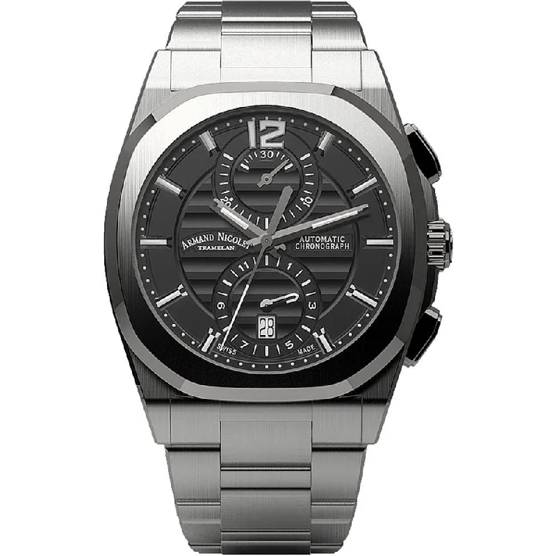 Armand Nicolet Men's Chronograph Watch J09-3 Stainless Steel Black A668AAA-NR-MA4660A