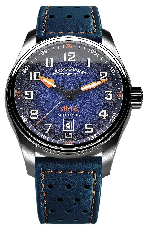 Armand Nicolet Men's Watch MM2 Date 43mm Blue A640P-BN-BP22641BAO