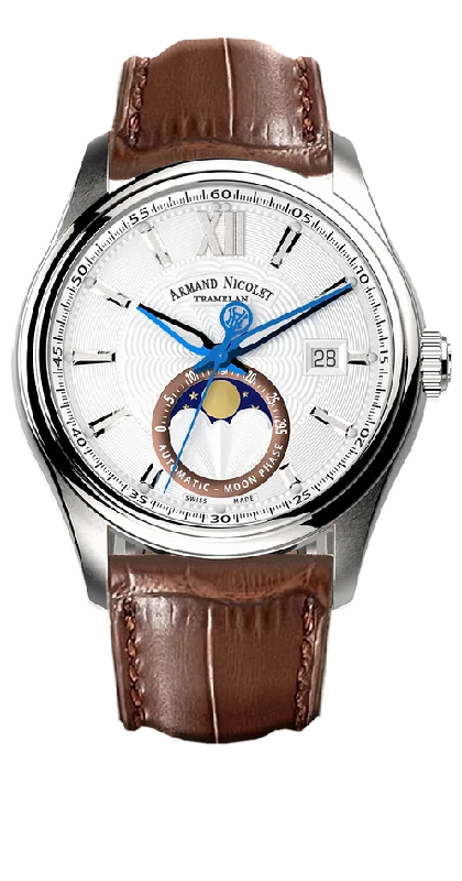 Armand Nicolet Men's Watch M02 Moonphase 41mm Silver A740L-AG-BP22740MAM