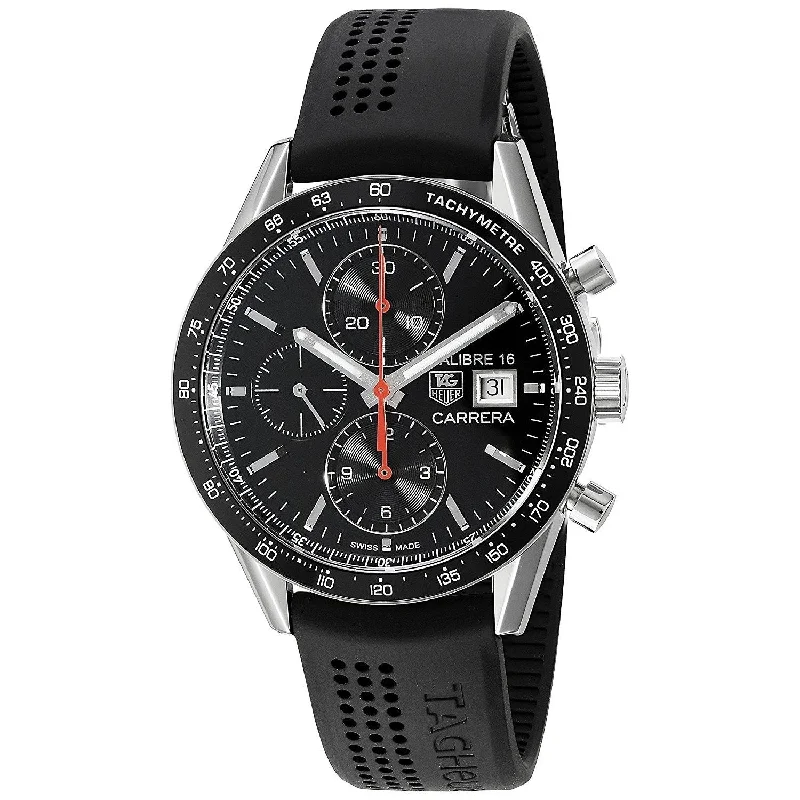 Tag Heuer Men's CV201AK.FT6040 Carrera Chronograph Automatic Black Rubber Watch