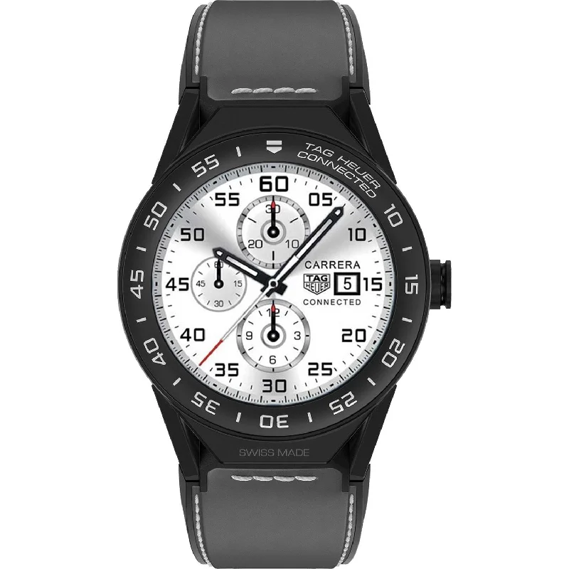 Tag Heuer Men's SBF8A8013.82FT6104 Connected Modular 45 Chronograph Grey Leather Watch